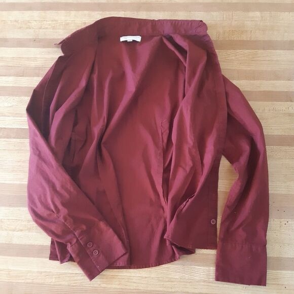 Long Sleeve Button Down Dress Shirt Burgundy - Picture 6 of 8